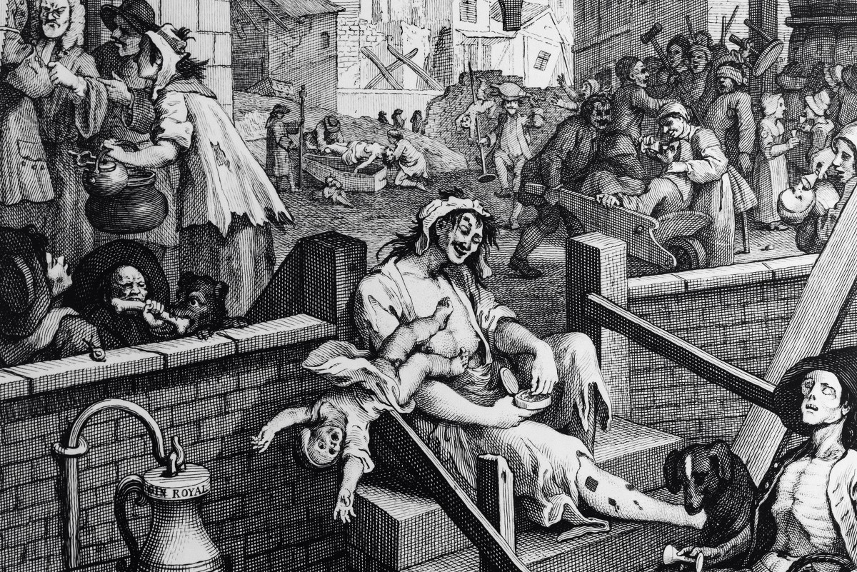 Hogarth's engraving 'Gin Lane' (detail) | museum photography | © The Foundling Museum
