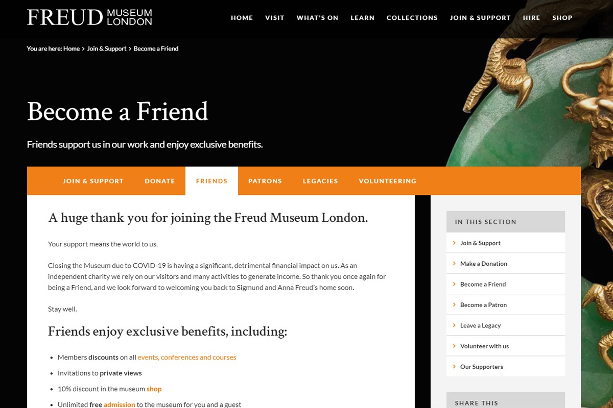The Freud Museum London website | graphic design | © The Freud Museum London