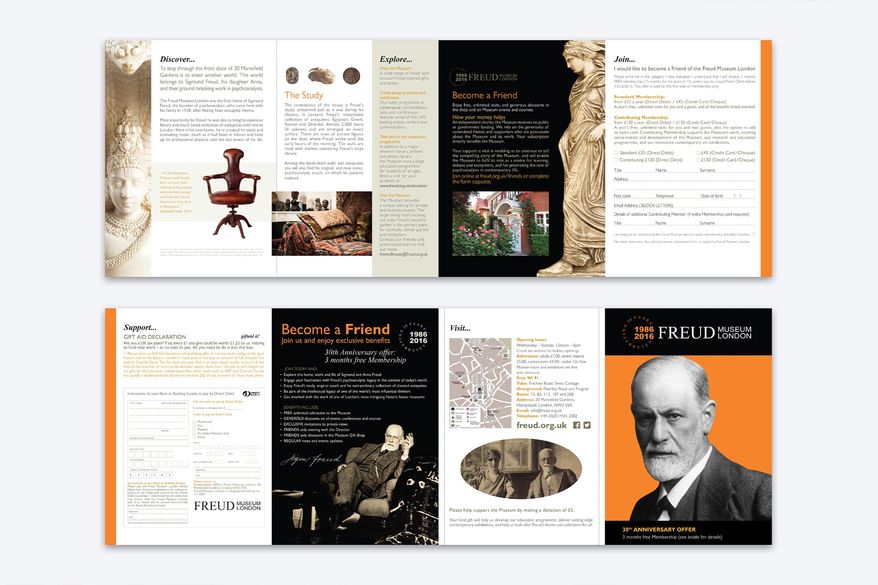 Freud Museum roll-fold leaflet | graphic design | ©The Freud Museum London