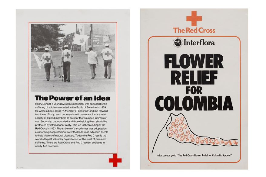 'The Power of an Idea' poster Circa 1990s & Poster for the Red Cross Interflora Flower Relief for Columbia Appeal 1985 | collection photography | © British Red Cross Museum & Archives