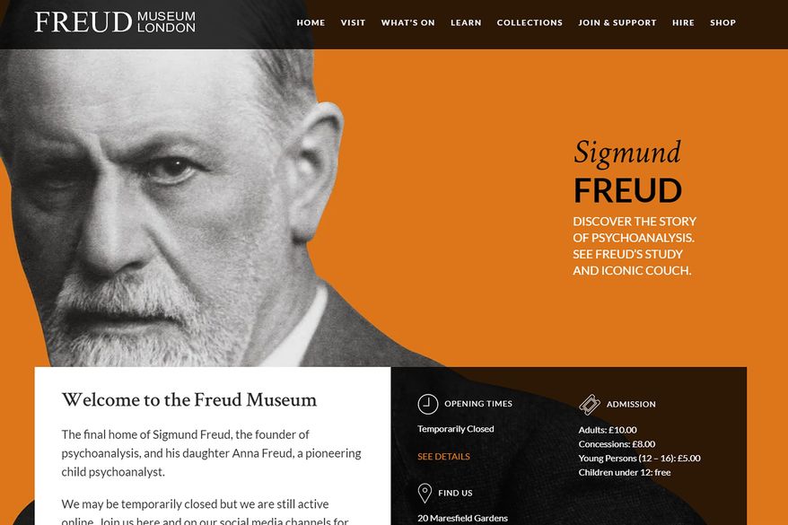 The Freud Museum London website homepage | graphic design | © The Freud Museum London