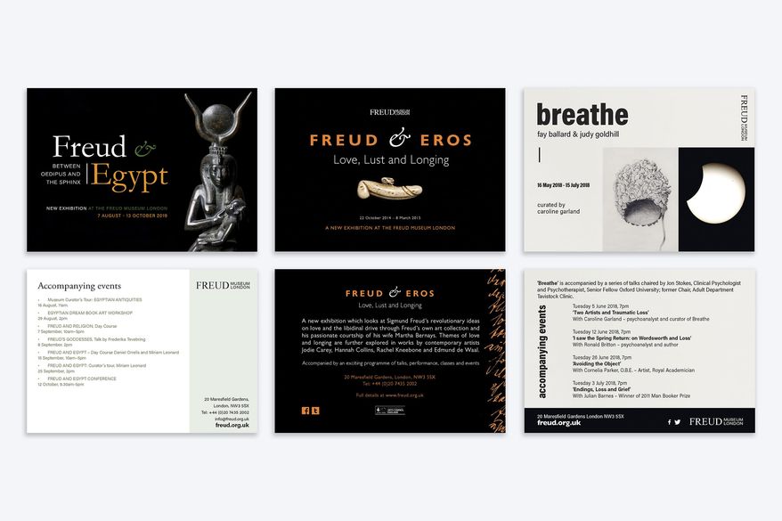 A6 exhibition cards | graphic design | ©The Freud Museum London